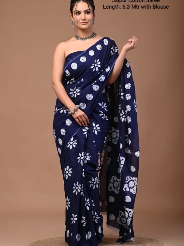 JCS037 - Jaipur Cotton Hand Block Print Sarees