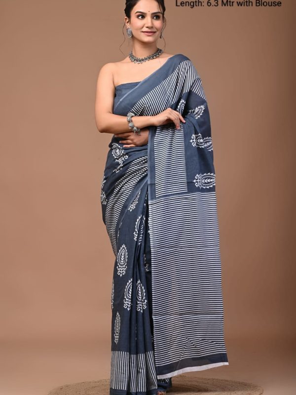 JCS078 - Jaipur Cotton Hand Block Print Sarees