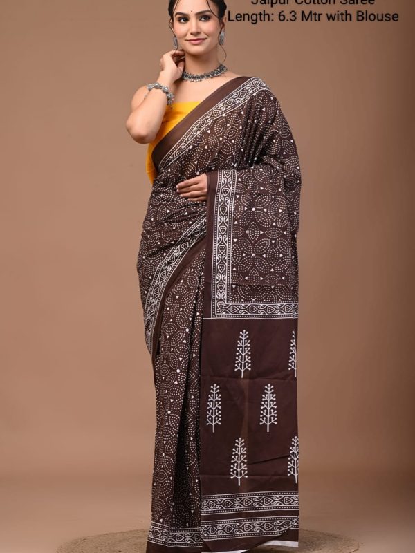 JCS073 - Jaipur Cotton Hand Block Print Sarees