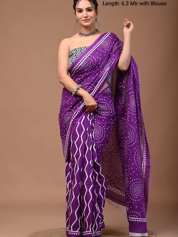 JCS075 - Jaipur Cotton Hand Block Print Sarees