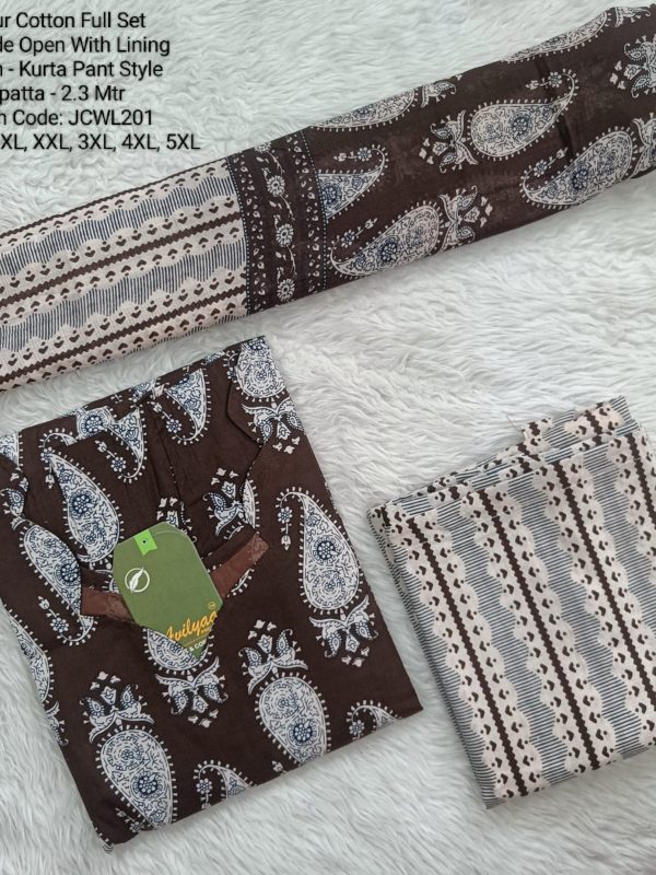 JCWL201- Jaipur Cotton - Full Set (Top, Bottom and Dupatta) - With Lining