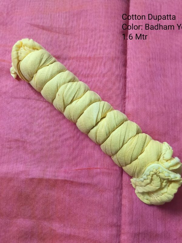 OZD015 - Cotton Dupatta - Badham Yellow