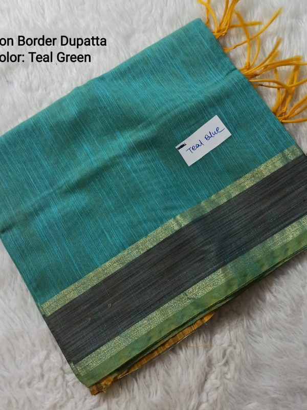 OZD018 - Cotton Border Dupatta - Clearance - Teal Green