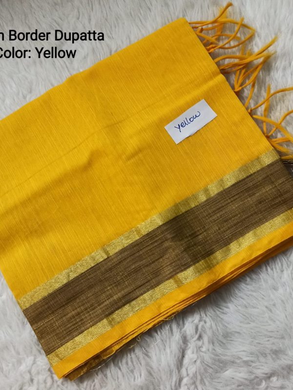 OZD017 - Cotton Border Dupatta - Clearance - Yellow