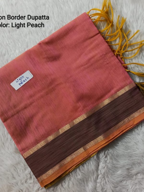 OZD016 - Cotton Border Dupatta - Clearance - Light Peach