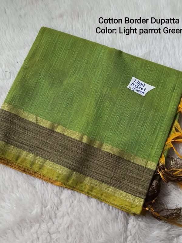 OZD019 - Cotton Border Dupatta - Clearance - Light Parrot Green