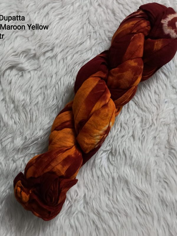 OZD045 - Badhik Cotton Dupatta - Maroon Yellow