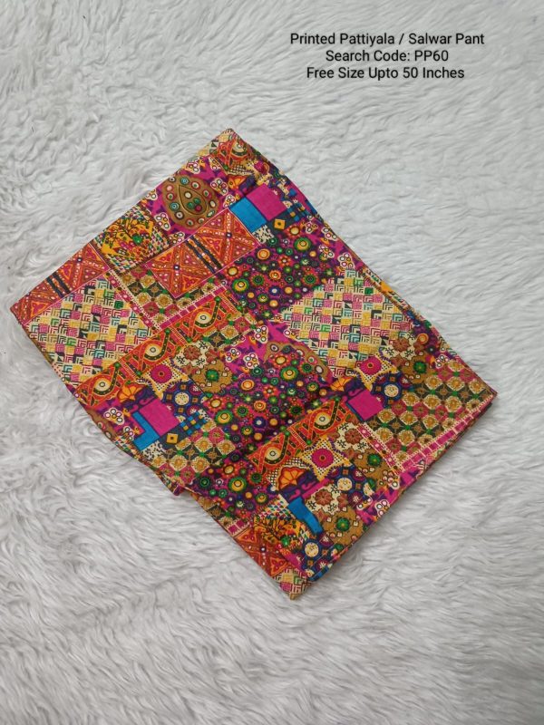 PP60- Cotton Printed Pattiyala / Salwar Pant - Free Size