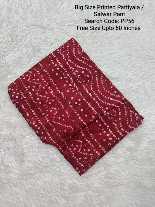 BPP56- Plus Size Cotton Printed Pattiyala / Salwar Pant - Free Size Upto 60 Inches