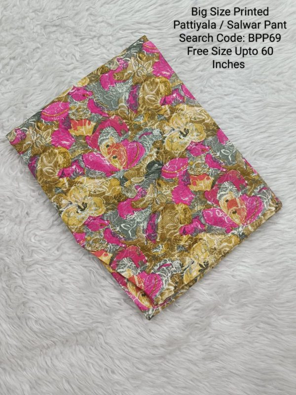 BPP69- Plus Size Cotton Printed Pattiyala / Salwar Pant - Free Size Upto 60 Inches