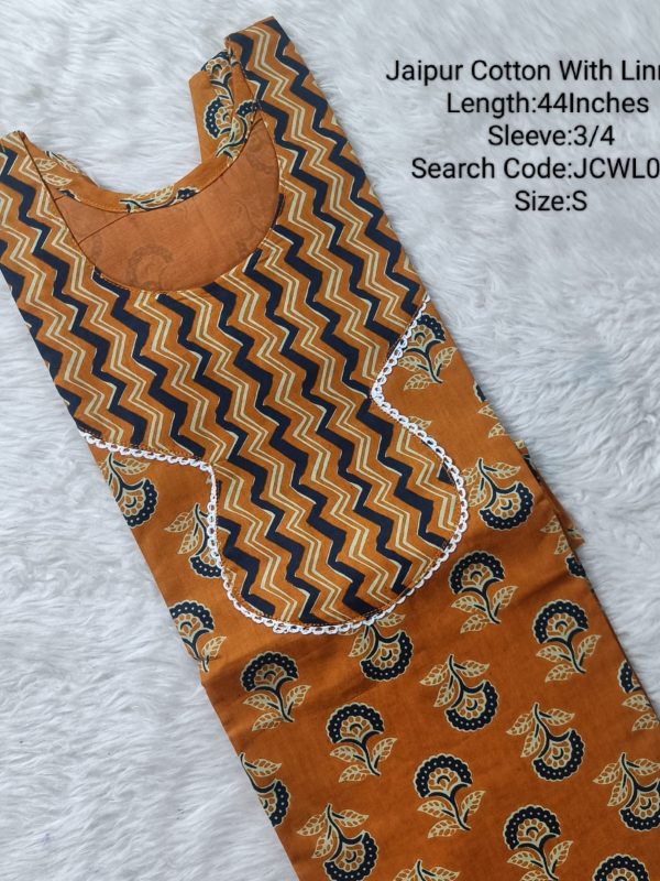 JCWL020 - Jaipur Cotton Side Open Kurti with Lining