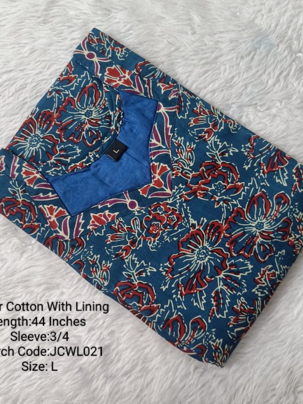 JCWL021 - Jaipur Cotton Side Open Kurti with Lining