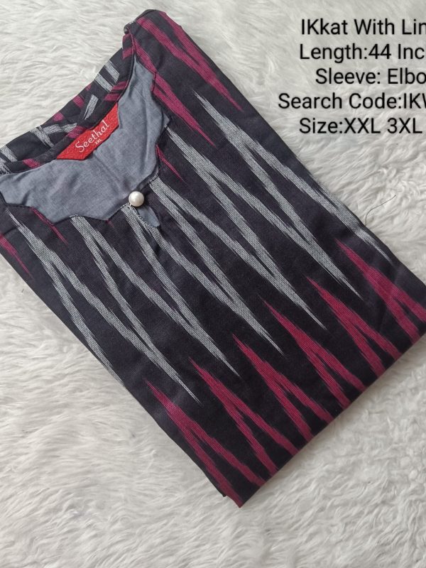 IKWL022 - Ikkat Cotton Side Open Kurti with Lining