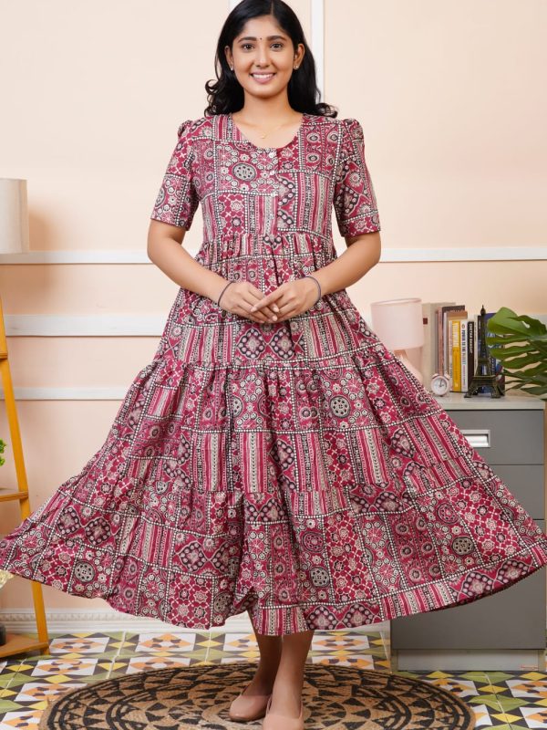 TLM003 - Thogai - Temple Tower Three Layer Maxi Dress