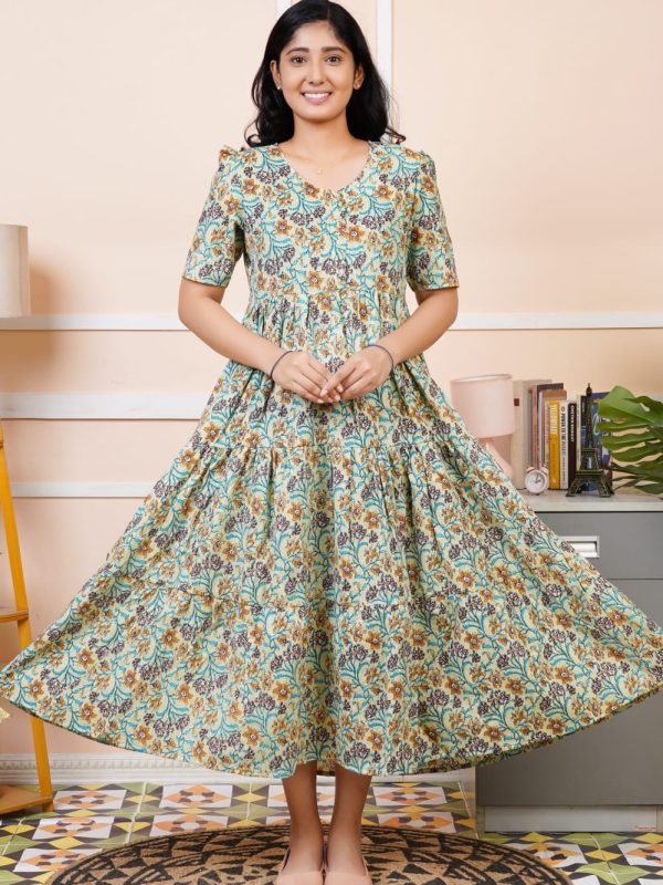 TLM005 - Thogai - Temple Tower Three Layer Maxi Dress