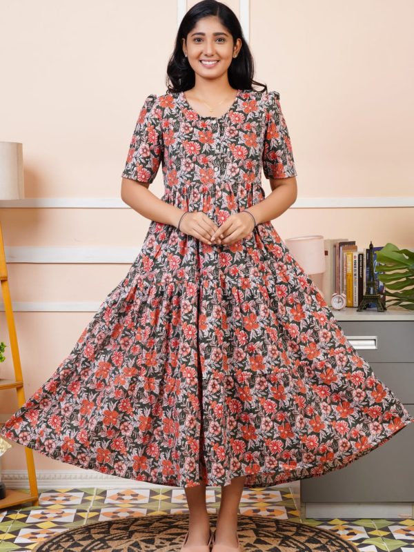 TLM006 - Thogai - Temple Tower Three Layer Maxi Dress