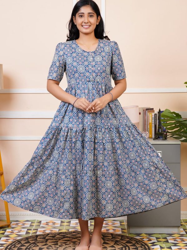 TLM007 - Thogai - Temple Tower Three Layer Maxi Dress