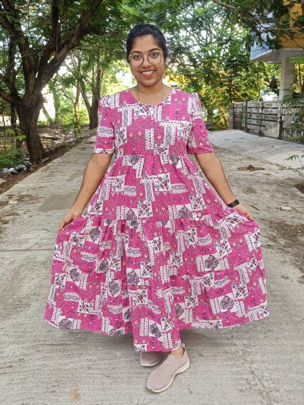 TLM010 - Thogai - Temple Tower Three Layer Maxi Dress