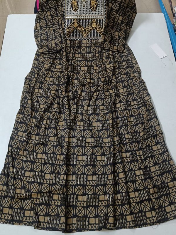 MG365 - Maxi Gown with Elegant Border and Yoke
