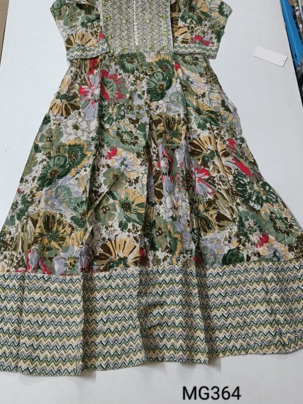 MG364 - Maxi Gown with Elegant Border and Yoke