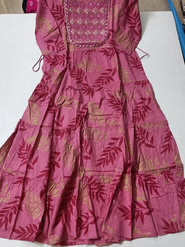 MG358 - Maxi Gown with Elegant Border and Yoke