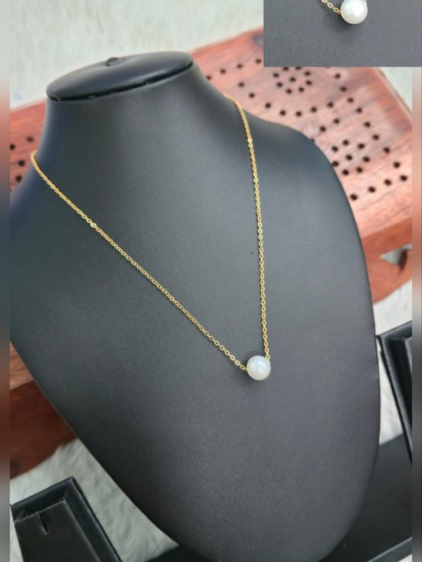 KNJ002 - Classic Pearl Pendant Necklace – Minimal Gold Chain for Women