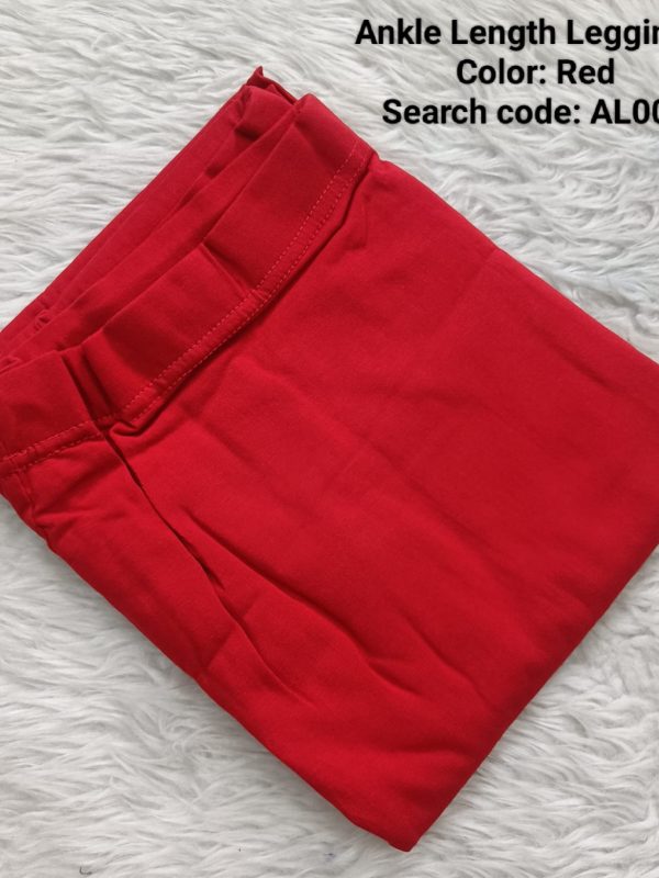 AL009- Ankle Length Leggings -Red- XL , XXL Size