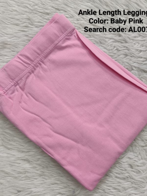 AL007- Ankle Length Leggings -Baby Pink - XL , XXL Size