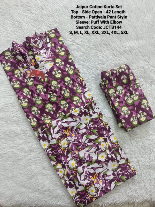 JCTB144- Jaipur Cotton Top and Bottom - Without Lining