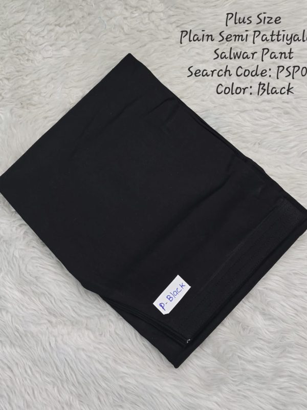 PSP007 - Black - Plus Size Cotton Plain Pattiyala / Salwar Pant