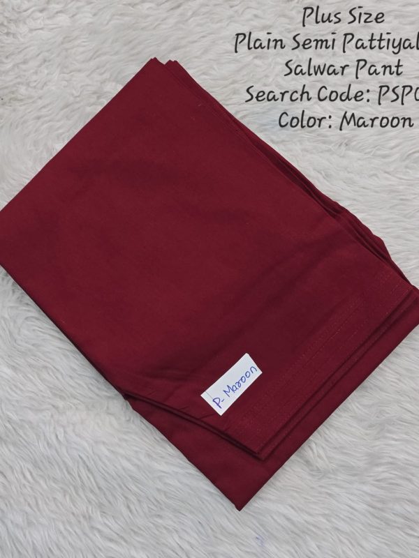 PSP006 - Maroon - Plus Size Cotton Plain Pattiyala / Salwar Pant