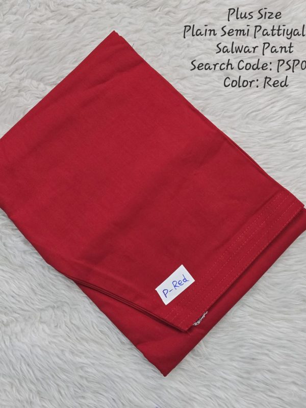 PSP004 - Red - Plus Size Cotton Plain Pattiyala / Salwar Pant