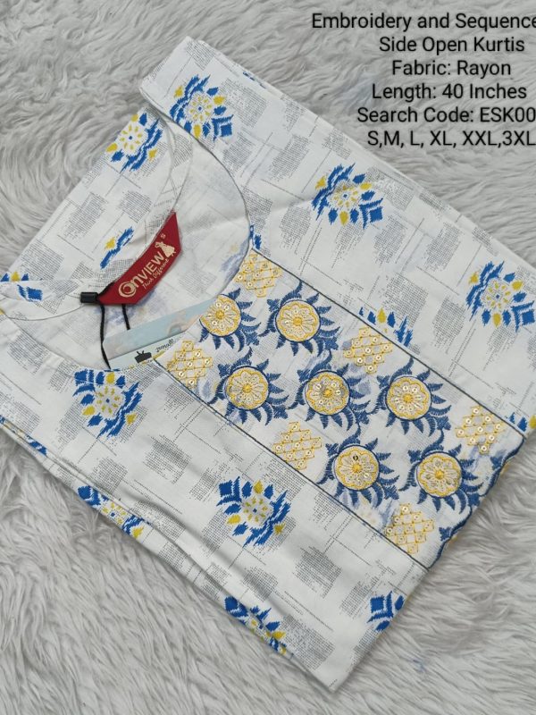 ESK009 - Embroidery and Sequence work Kurtis