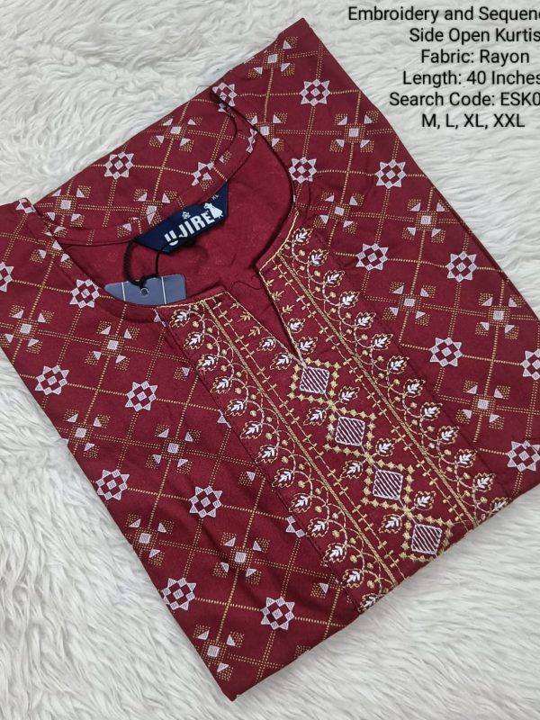 ESK006 - Embroidery and Sequence work Kurtis