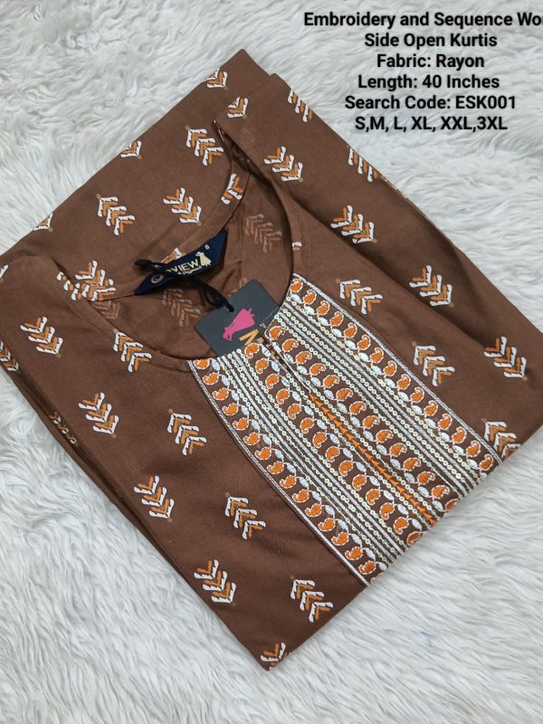ESK001 - Embroidery and Sequence work Kurtis