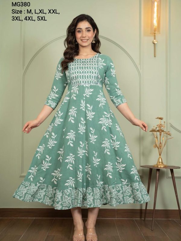 MG380 - Maxi Gown with Elegant Border and Yoke