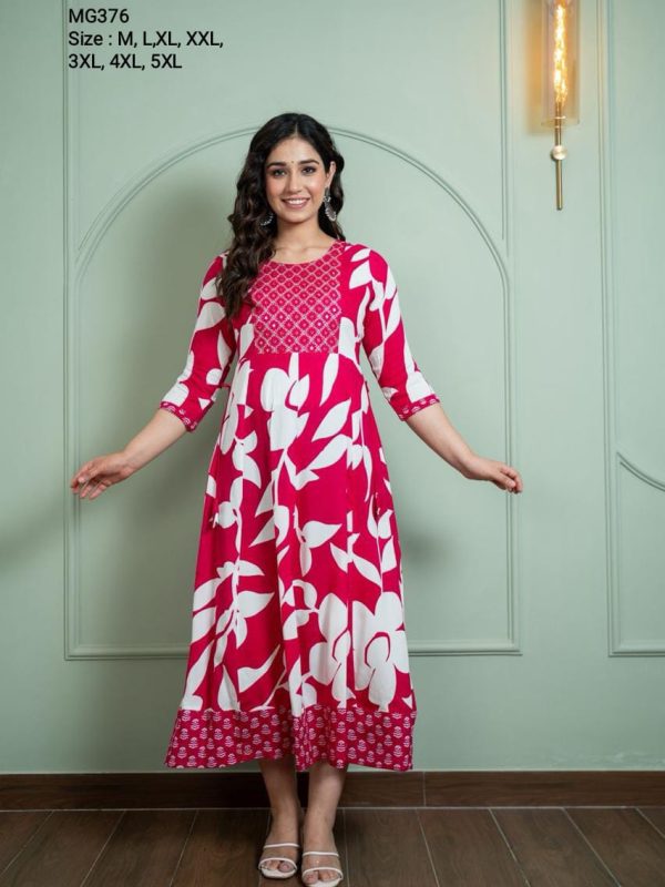 MG376 - Maxi Gown with Elegant Border and Yoke