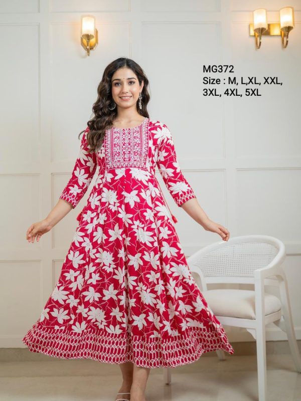 MG372 - Maxi Gown with Elegant Border and Yoke