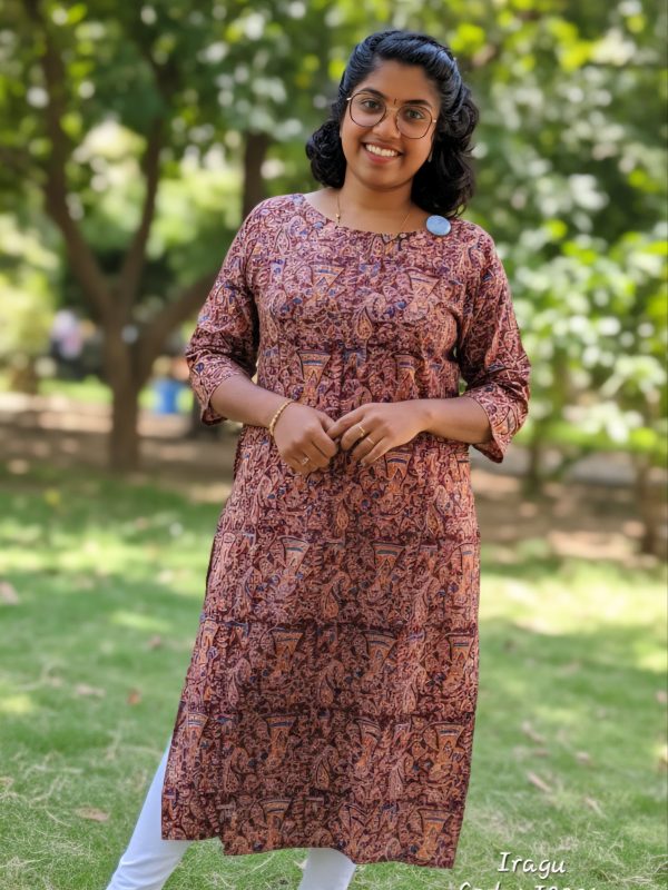 IC005- Kalamkari Cotton Side Open Kurtis
