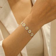 KNB001 - Silver-Plated Anti-Tarnish Daisy Flower Bracelet