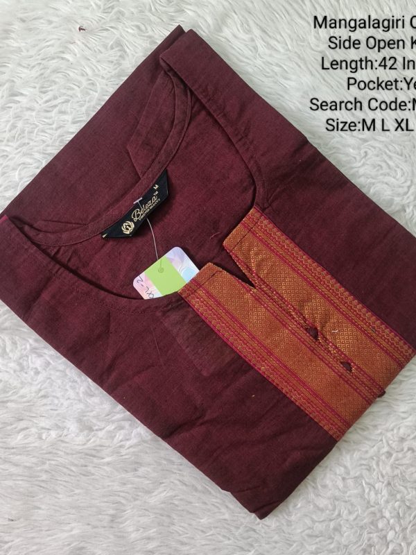 MCK38- Mangalgiri Cotton Side Open Kurti