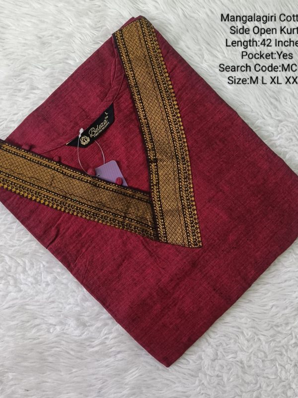 MCK28 - Mangalgiri Cotton Side Open Kurti