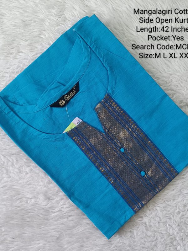 MCK27- Mangalgiri Cotton Side Open Kurti