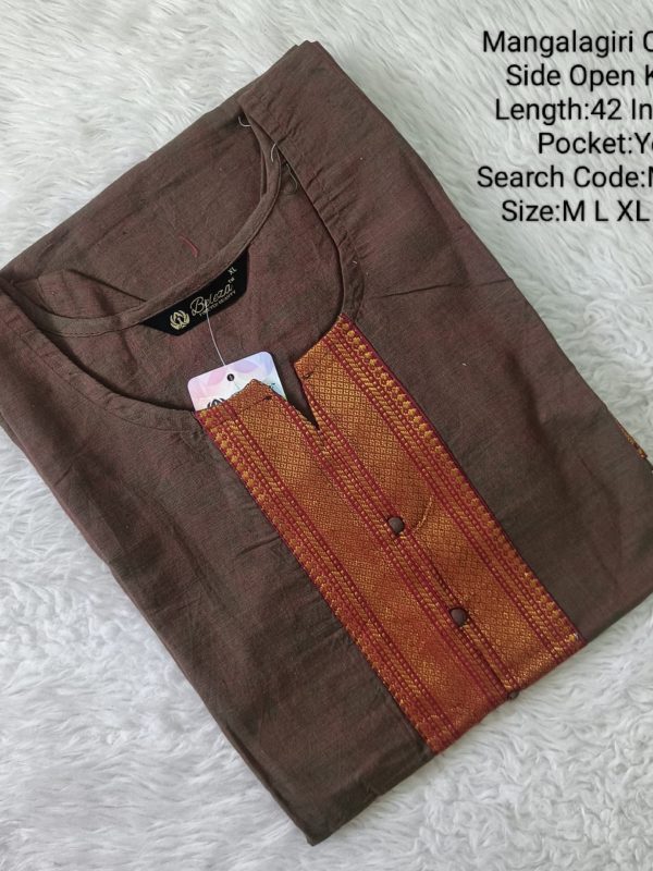 MCK26- Mangalgiri Cotton Side Open Kurti
