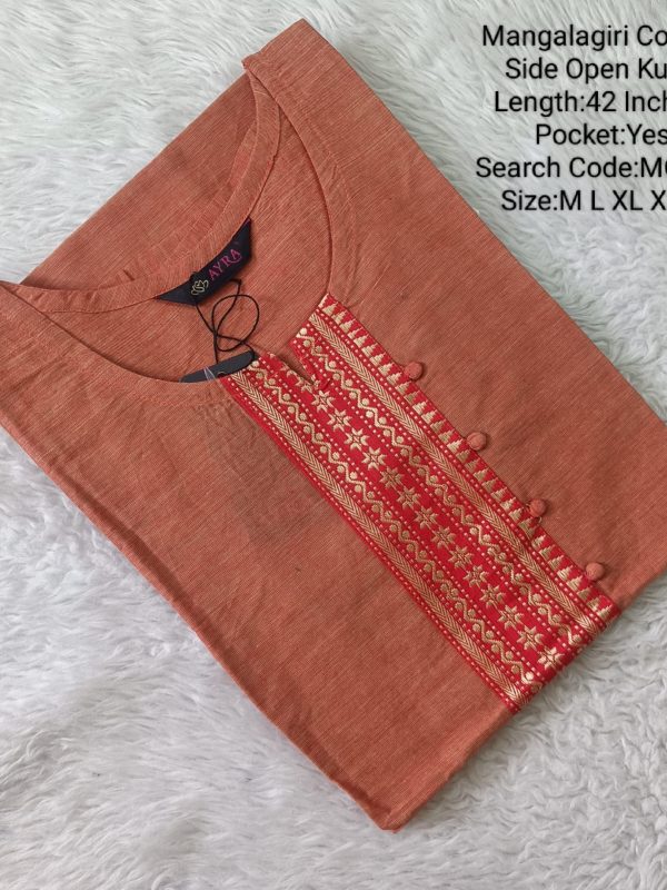 MCK24- Mangalgiri Cotton Side Open Kurti