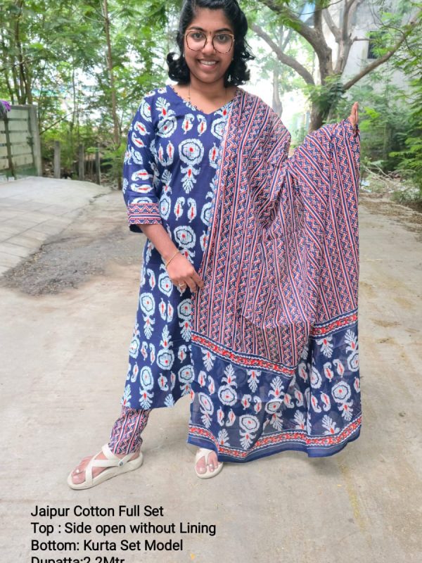 JCFS134- Jaipur Cotton - Full Set (Top, Bottom and Dupatta)
