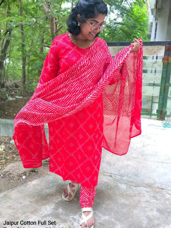 JCFS133- Jaipur Cotton - Full Set (Top, Bottom and Dupatta)