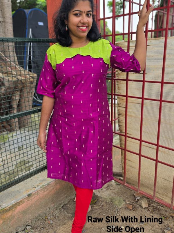 RS003 - Raw Silk with Lining Side Open Kurti