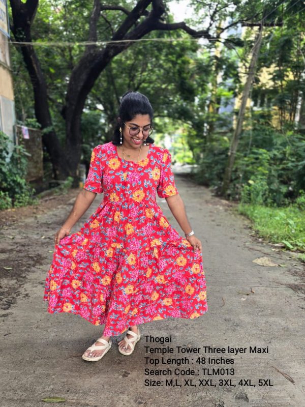TLM013 - Thogai - Temple Tower Three Layer Maxi Dress