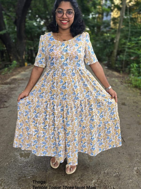 TLM012 - Thogai - Temple Tower Three Layer Maxi Dress